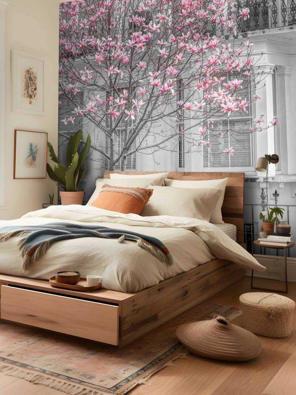 Flowering magnolia tree