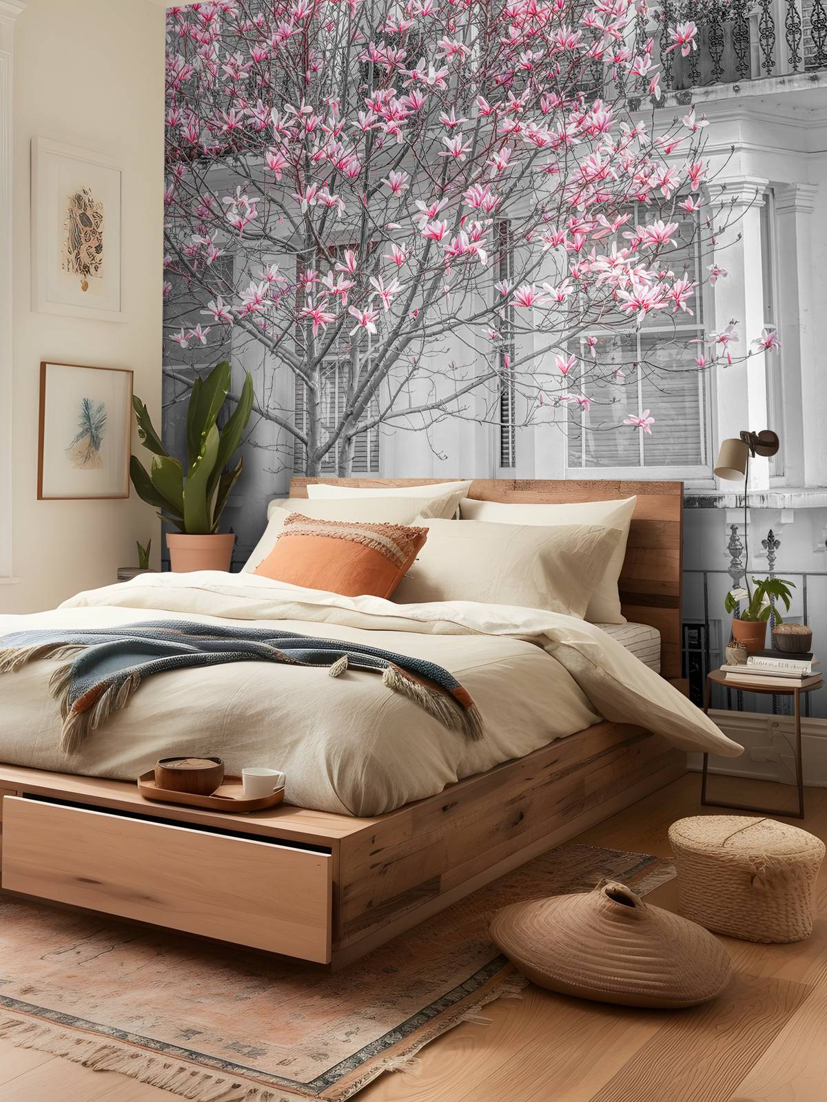 Flowering magnolia tree