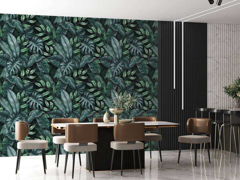 Botanical pattern with palm leaves