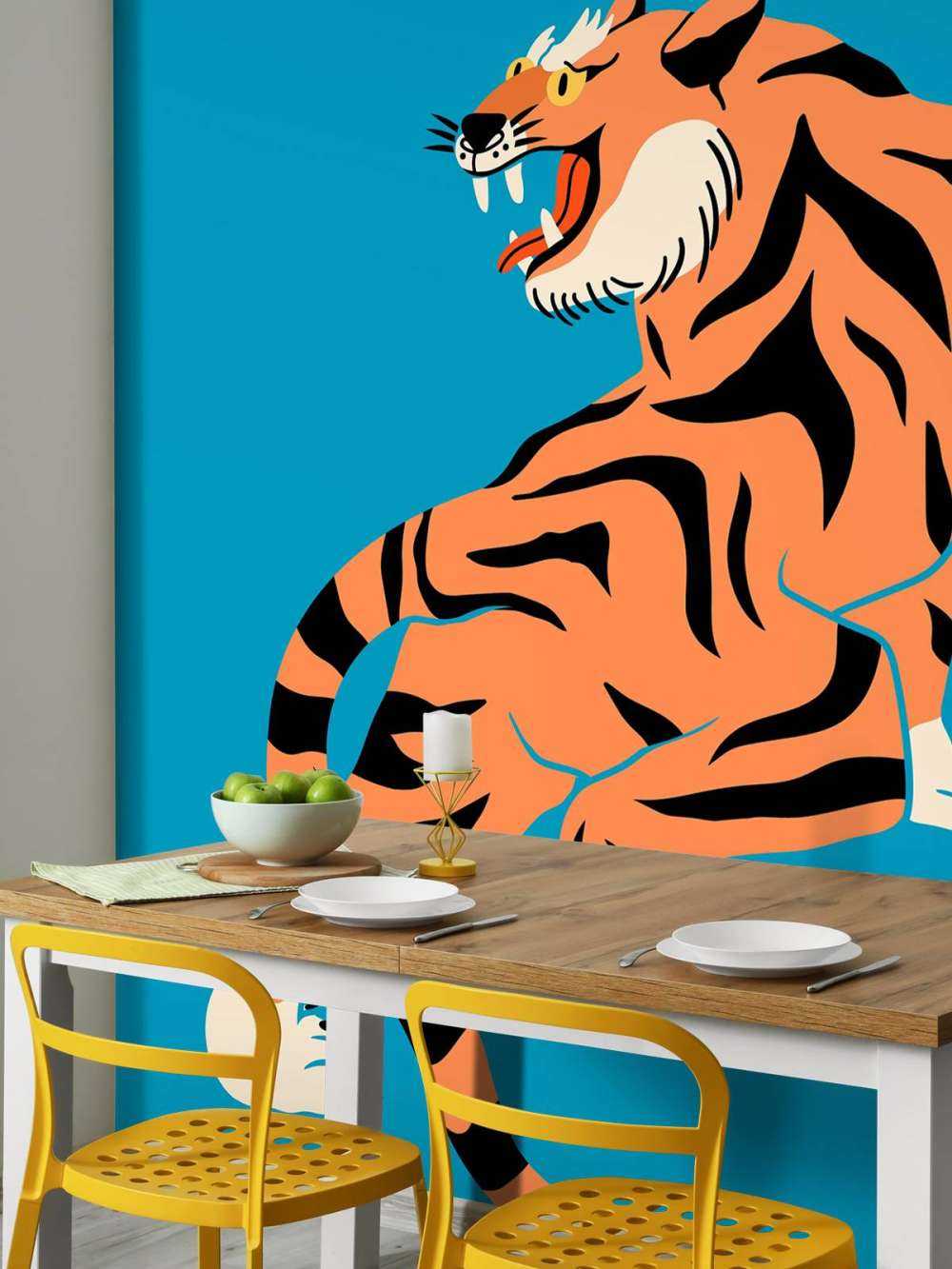 Tijger op blauwe achtergrond