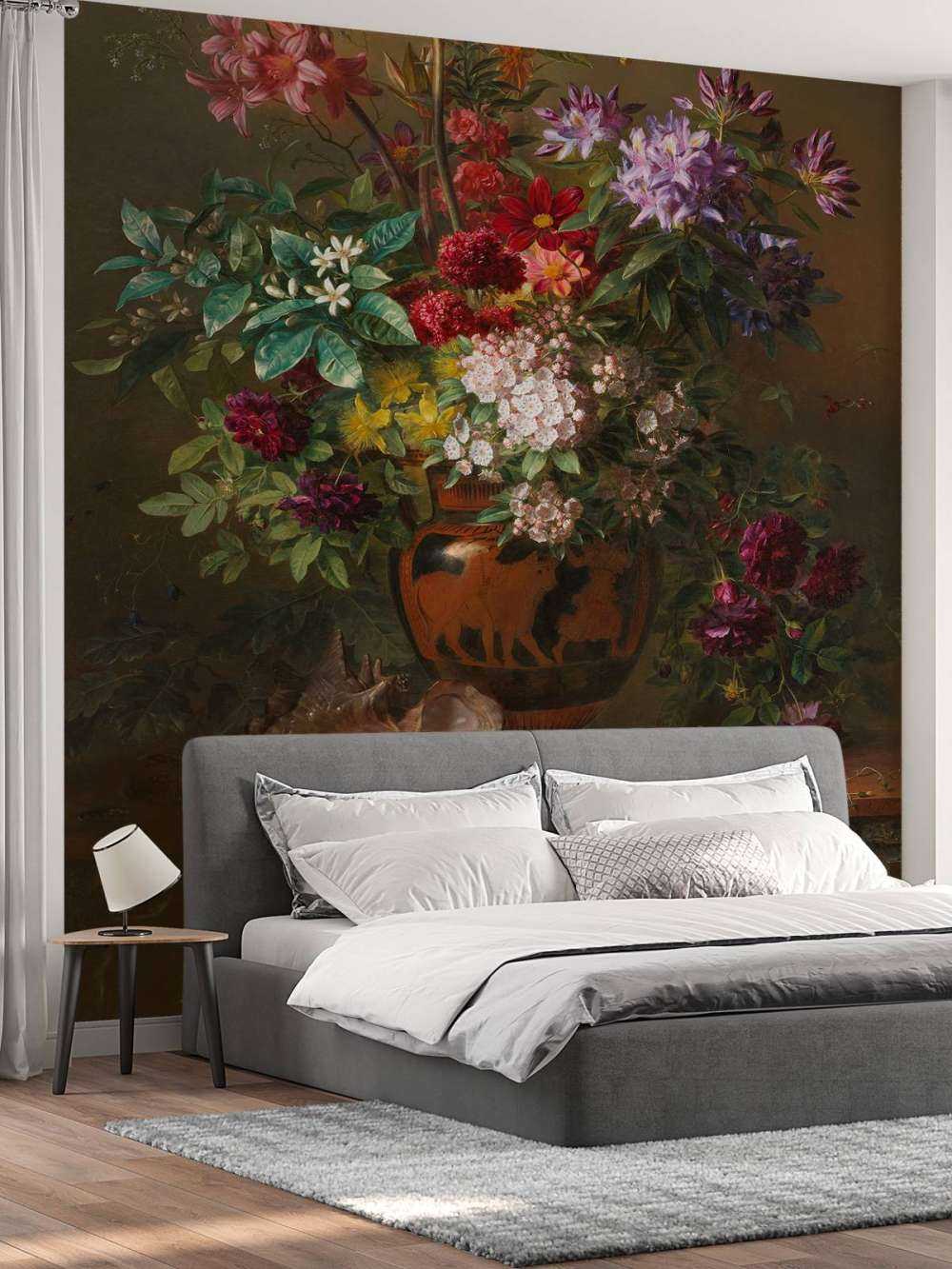 Still life with flowers in a Greek vase