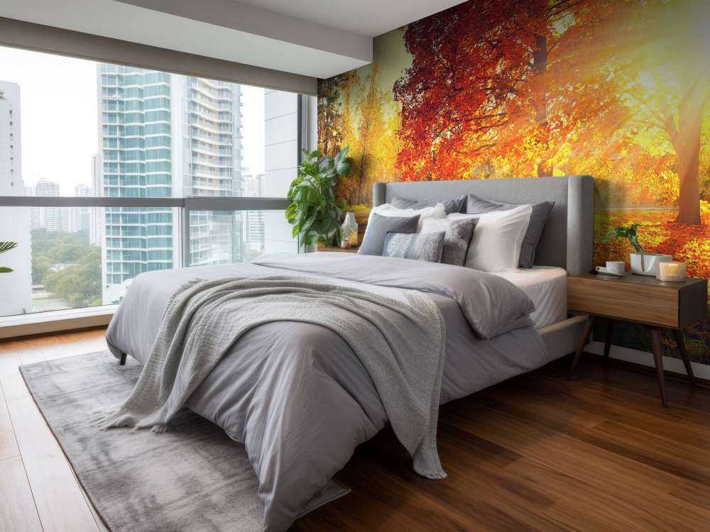 Autumn trees in sunlight