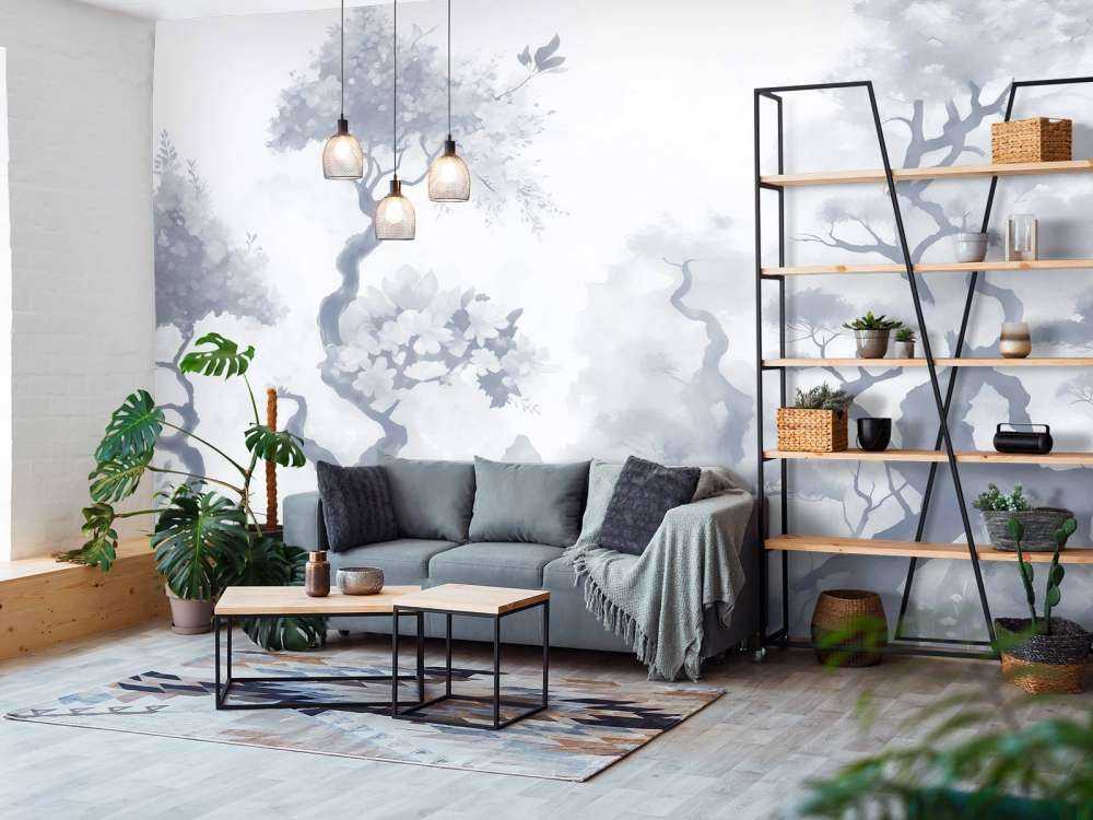 Blooming brown trees