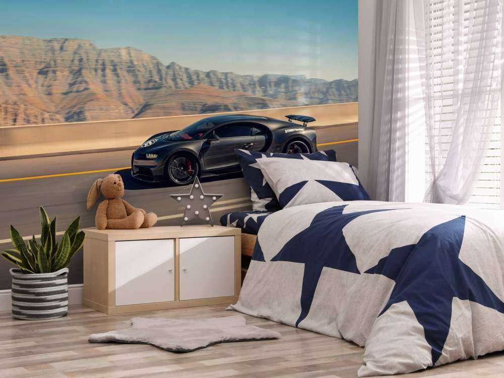 Hypercar against mountainous landscape