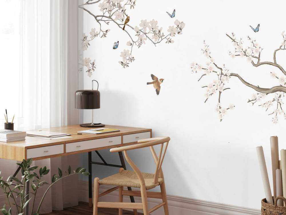 Blossom branches and birds