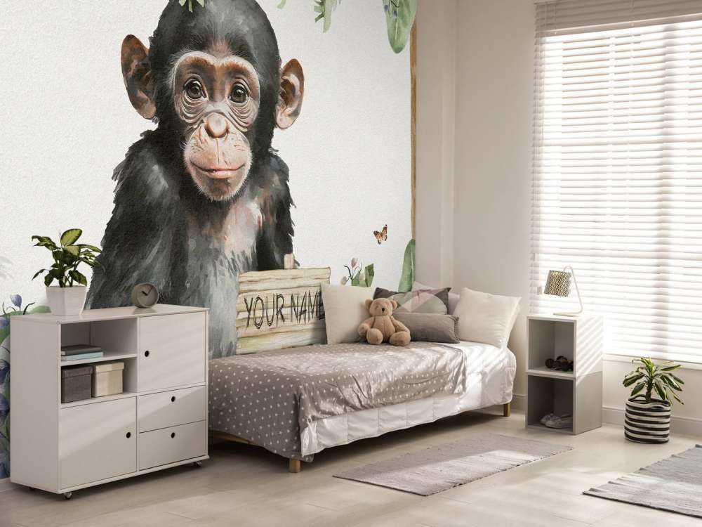 Baby chimpanzee in the jungle