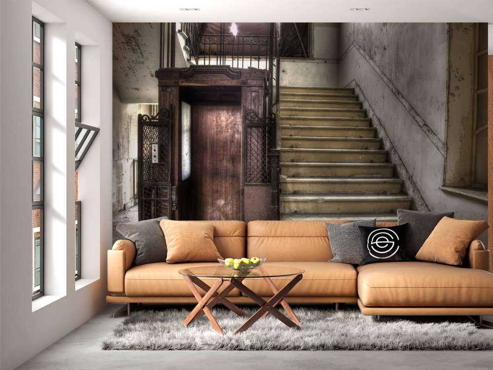 Abandoned wooden cage lift