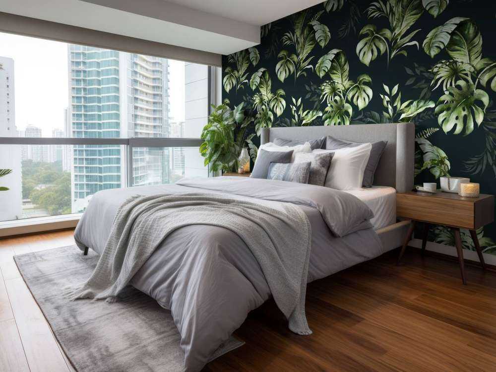 Green pattern with leaves