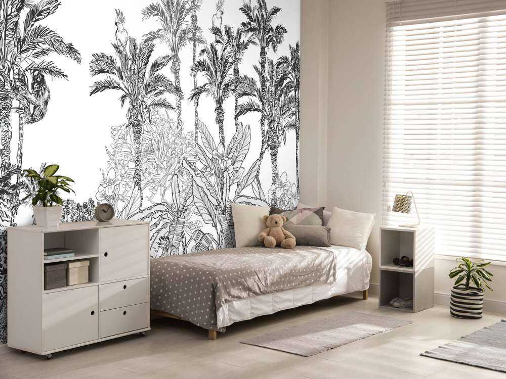 Drawn jungle in black and white