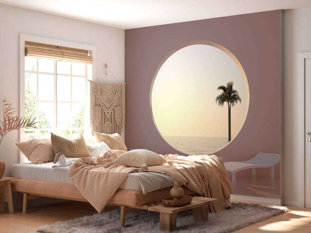 Pink wall with circle