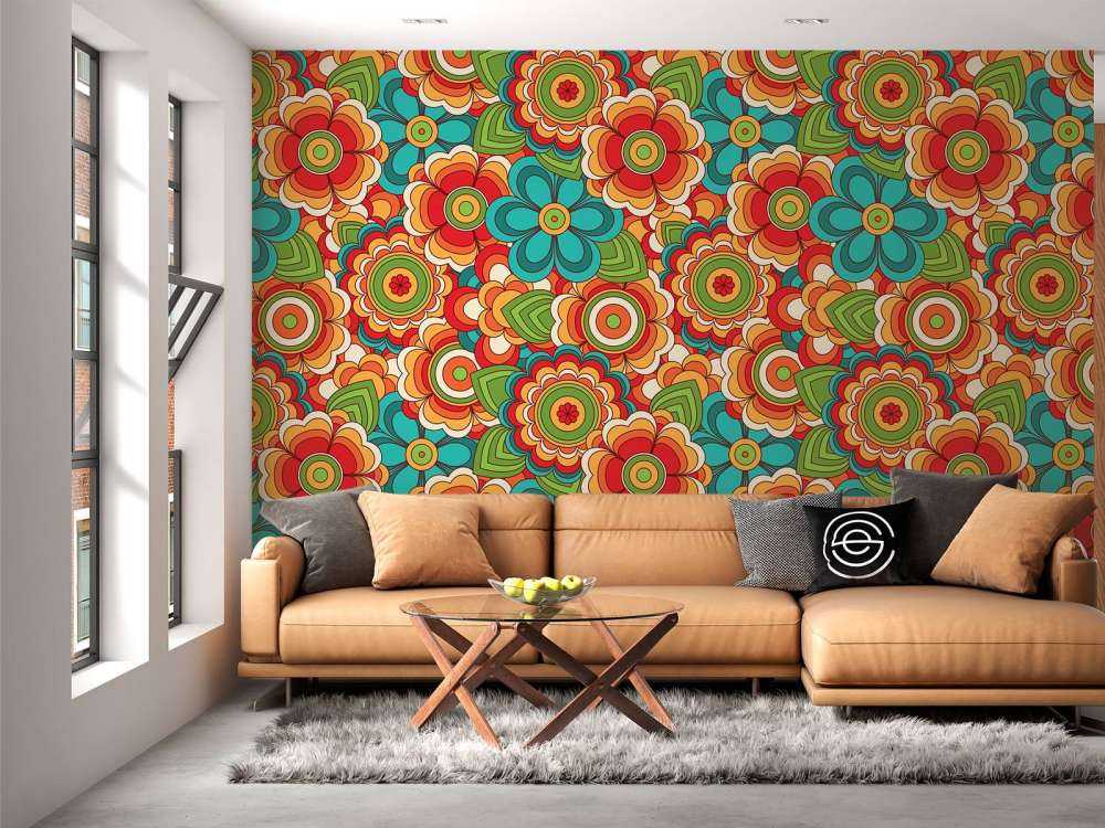 Colourful retro flowers