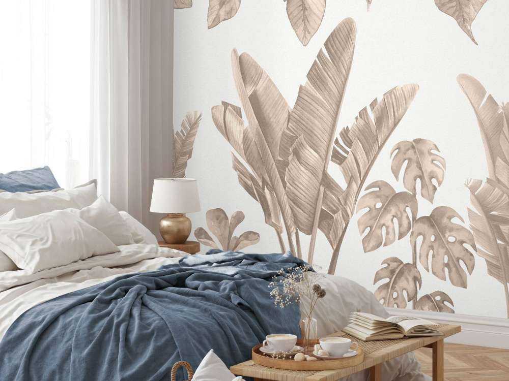Jungle leaves in taupe