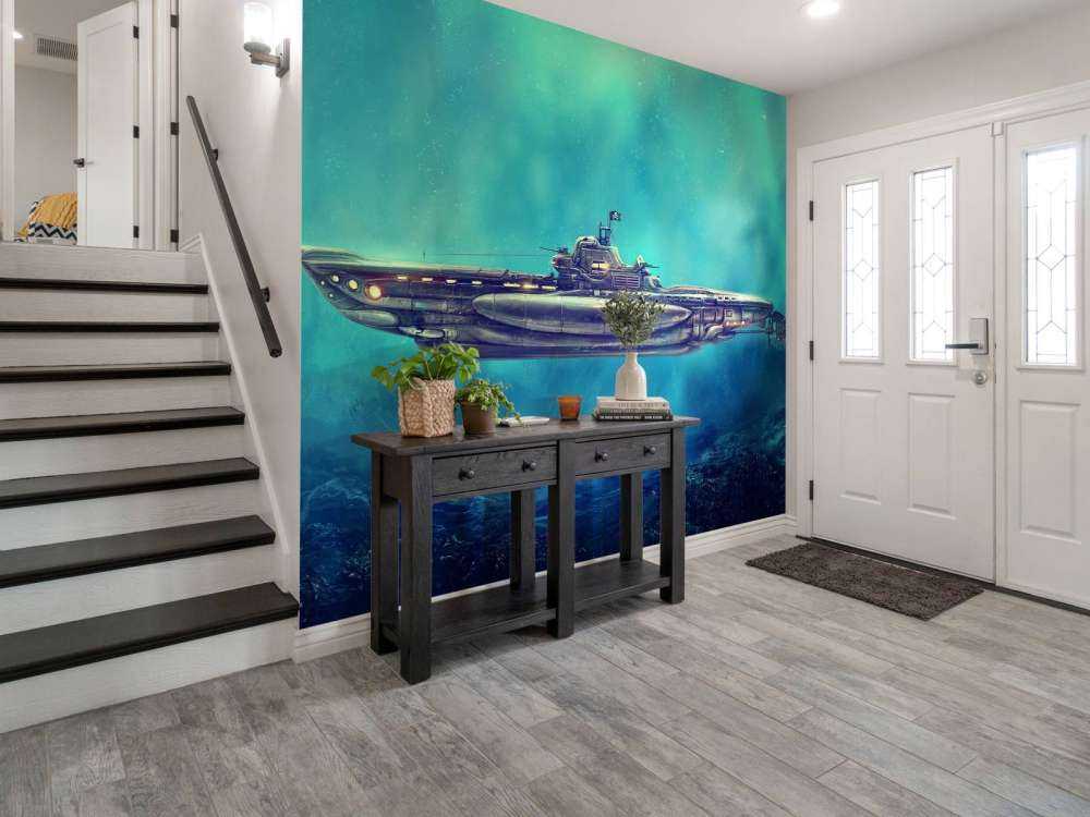 Pirate submarine in the underwater world