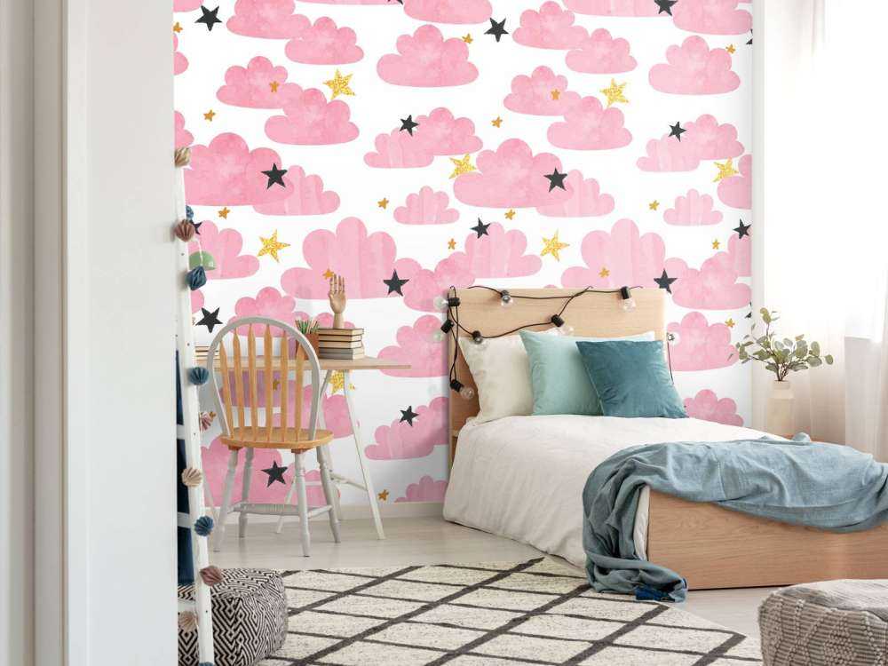 Watercolor clouds, pink