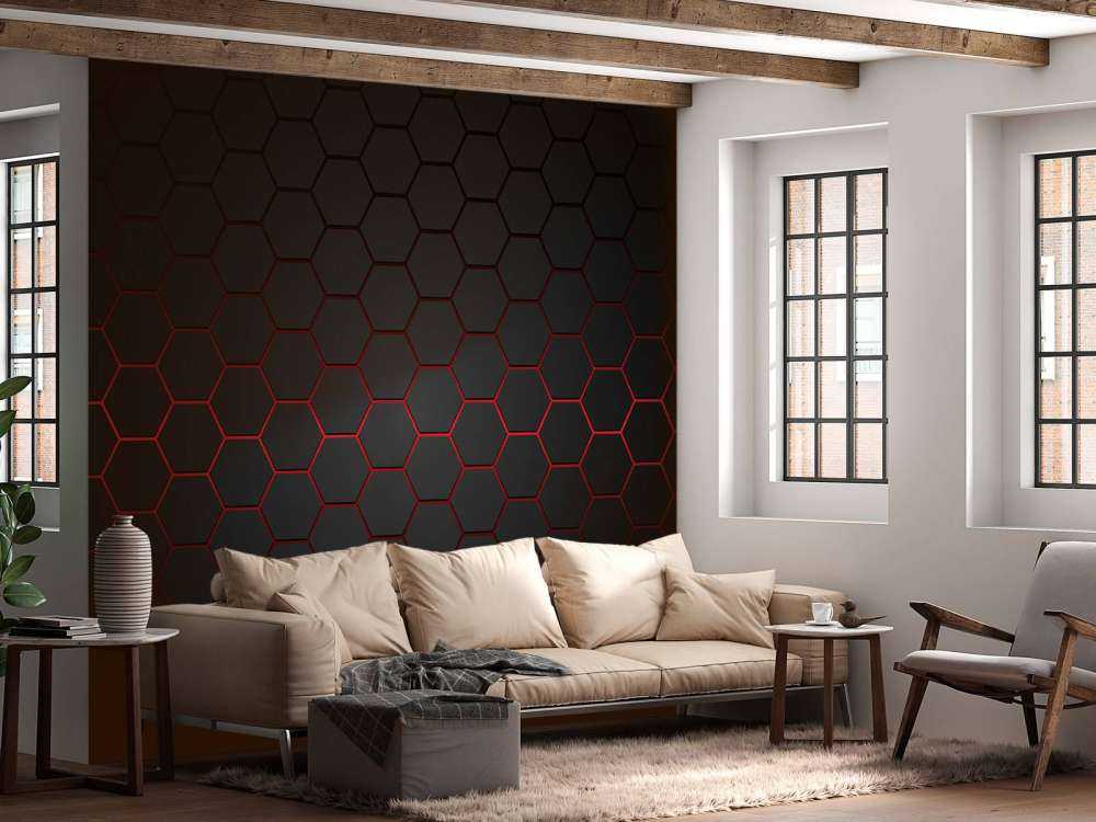 Red glowing hexagons