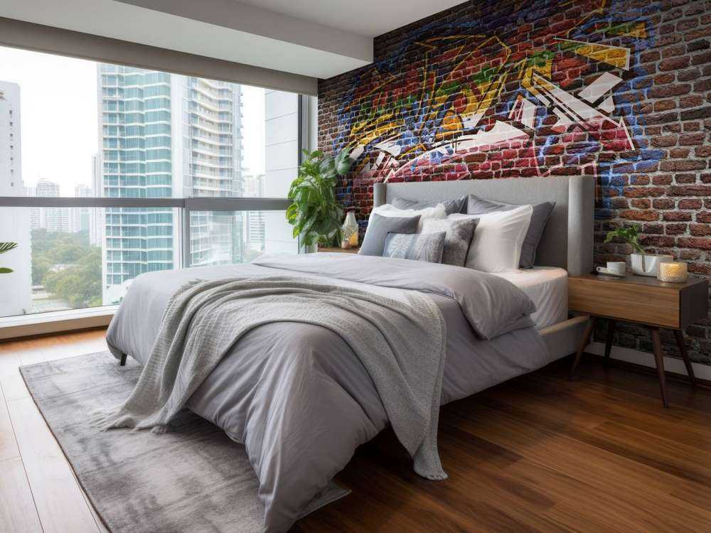 Graffiti on brick wall