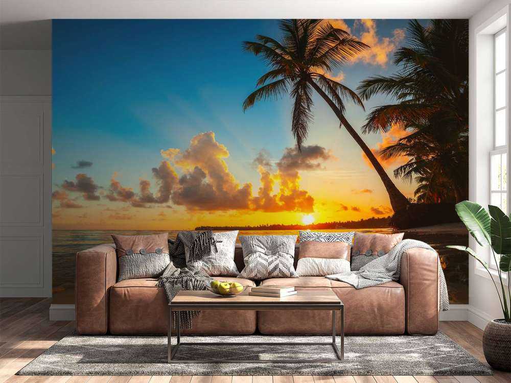 Sunset with palm trees