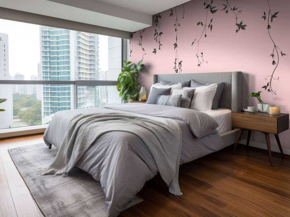 Clematis twigs on old pink