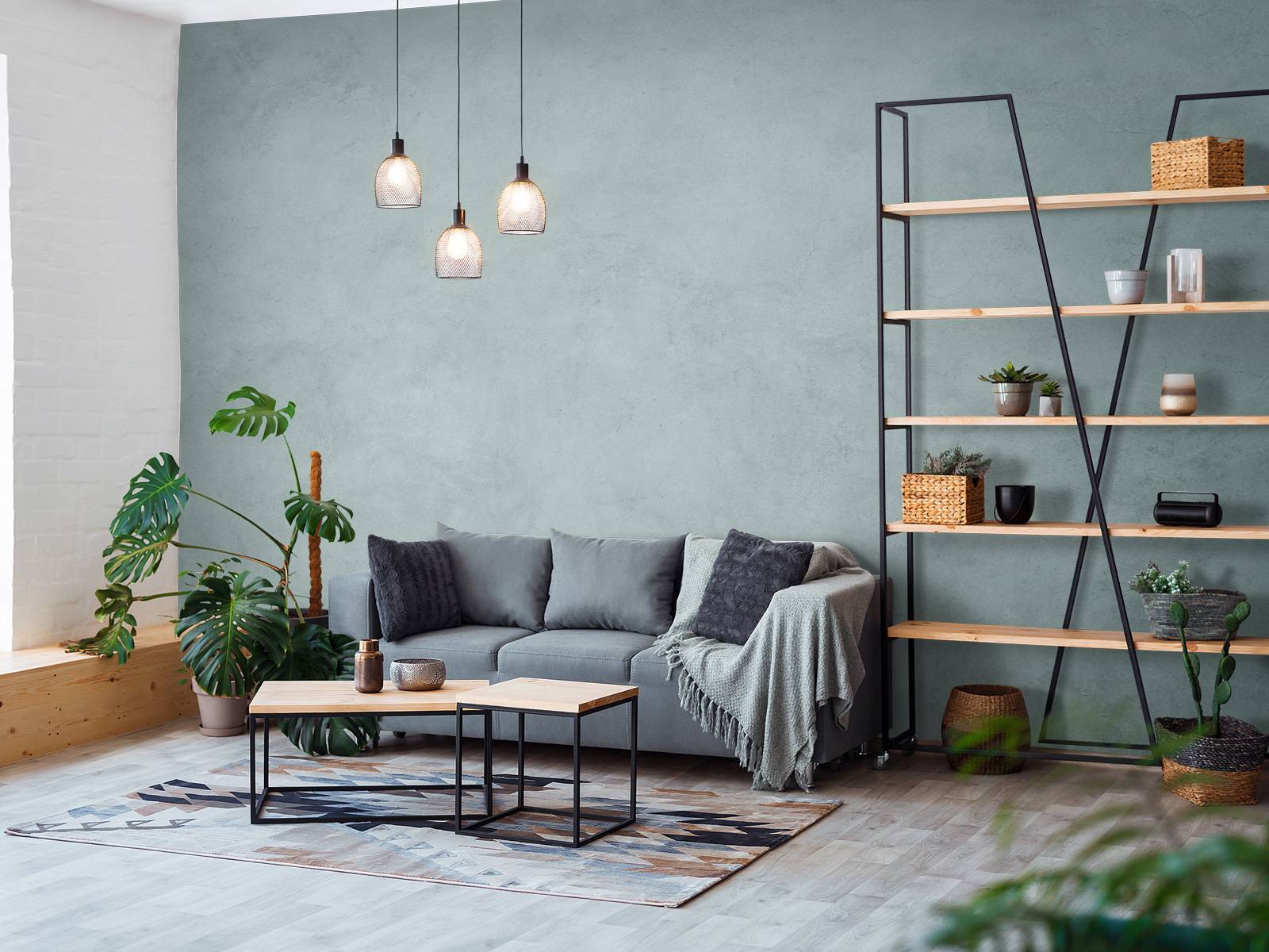 Concrete with shades of green