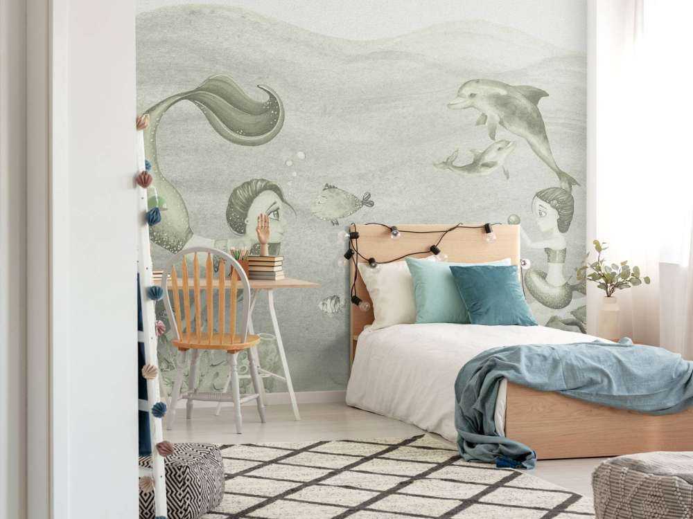 Mermaids world in green