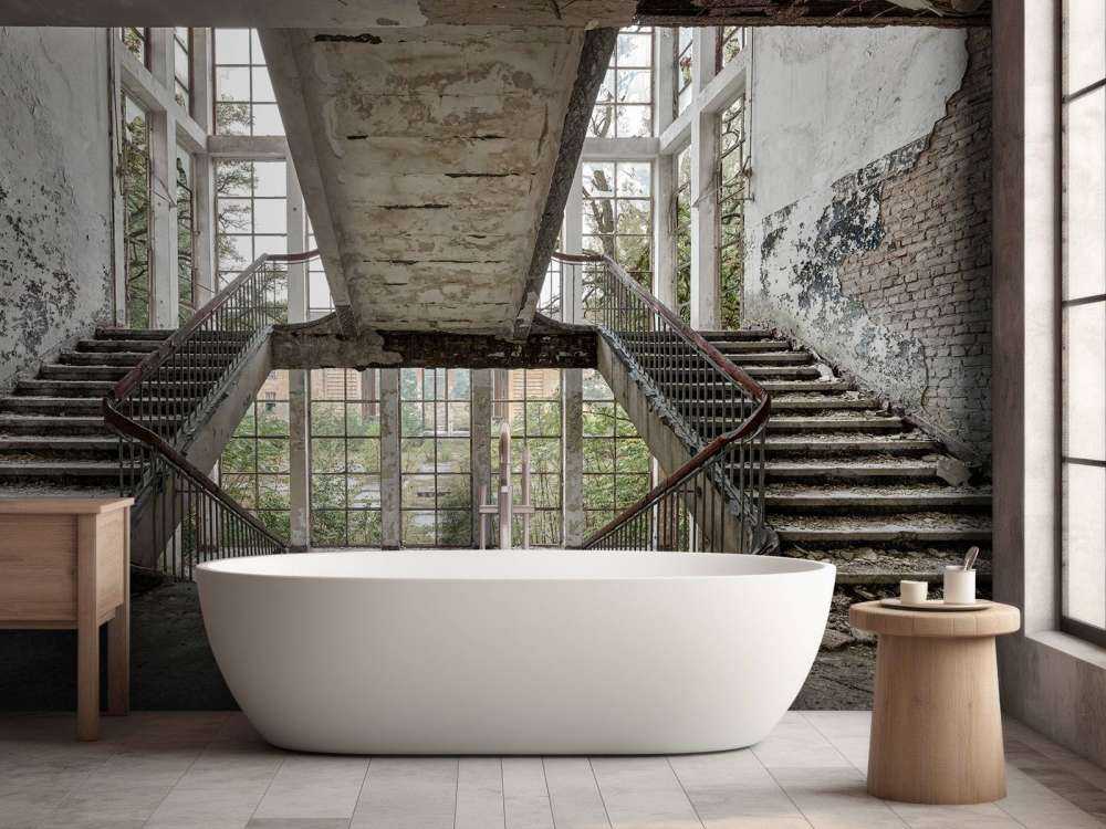 Stairwell in abandoned school