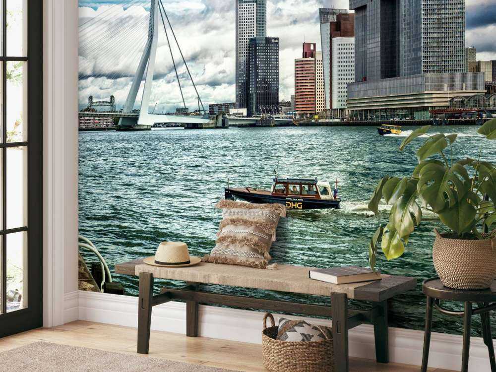 Skyline' Rotterdam with view on the Kop van Zuid in color 
