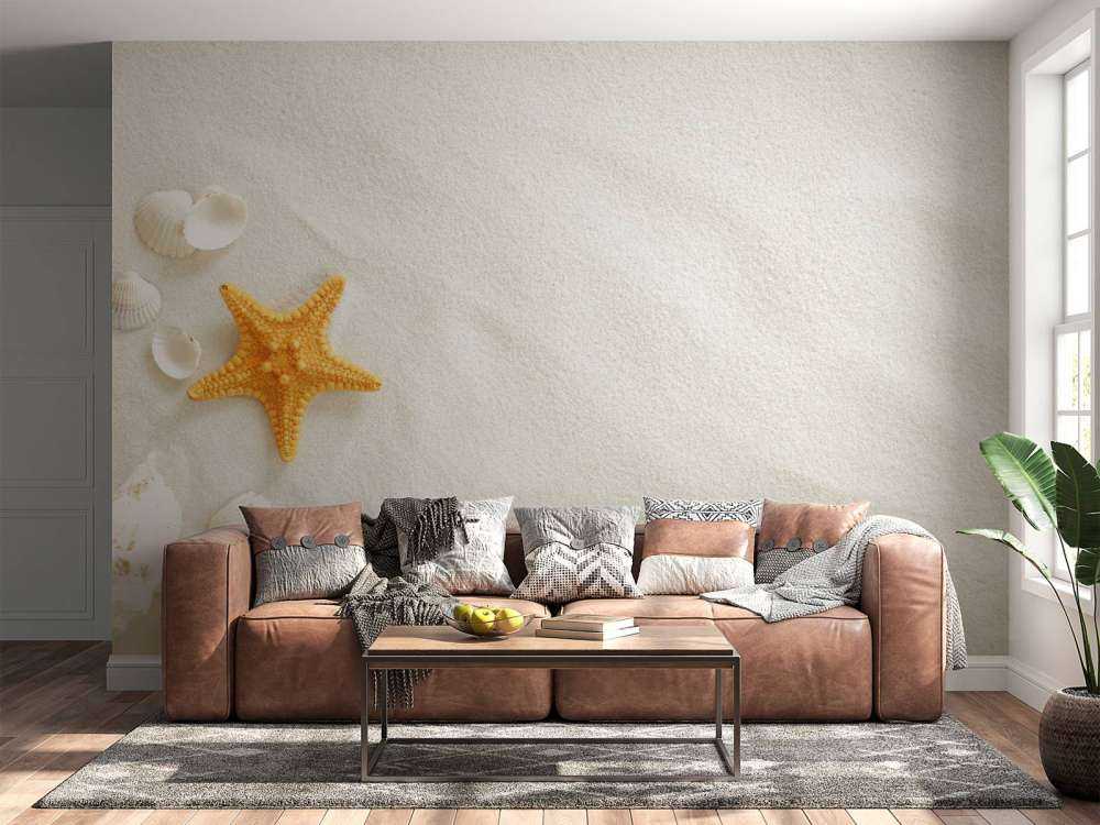 Starfish on white sand