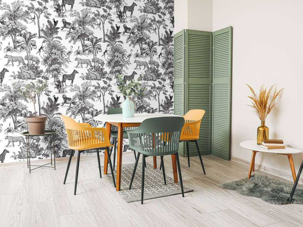 Jungle patroon in zwart-wit