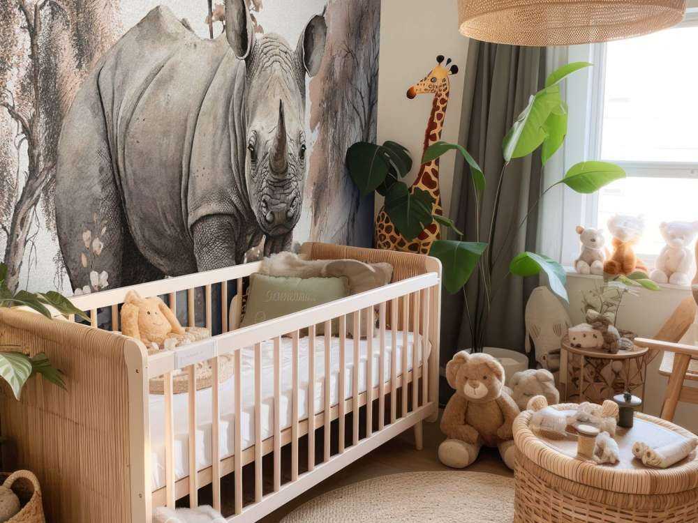 Baby rhino on the savannah taupe
