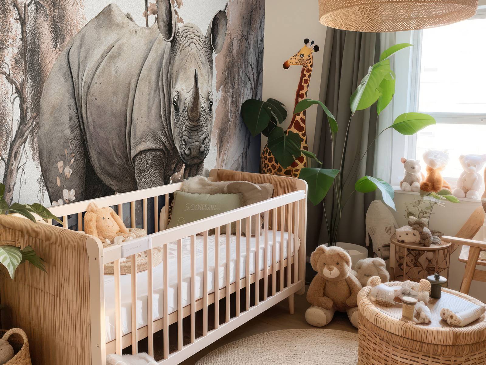 Baby rhino on the savannah taupe