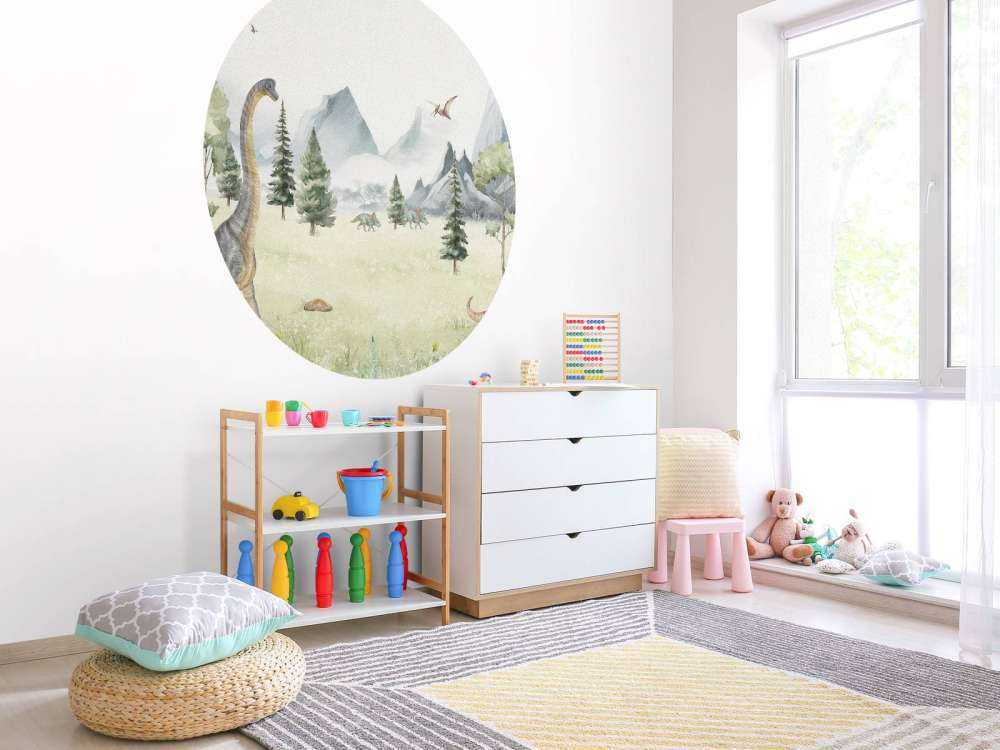 Landscape with dinosaurs in color