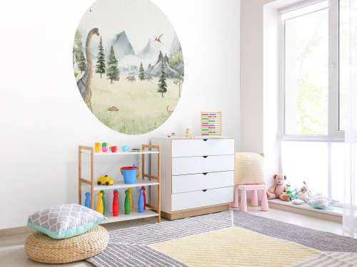 Landscape with dinosaurs in color