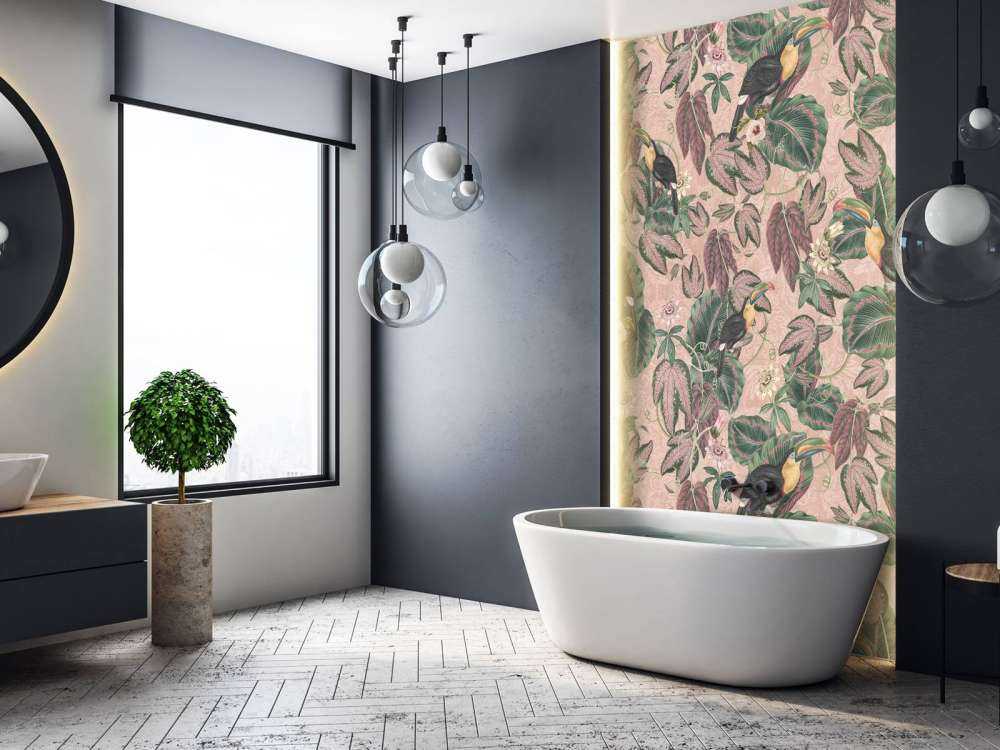 Tropical Jungle birds & toucans - pink