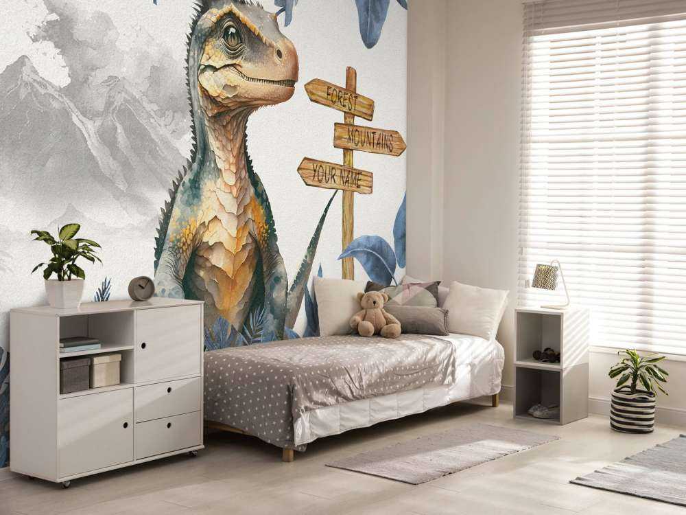 Baby velociraptor in the blue jungle