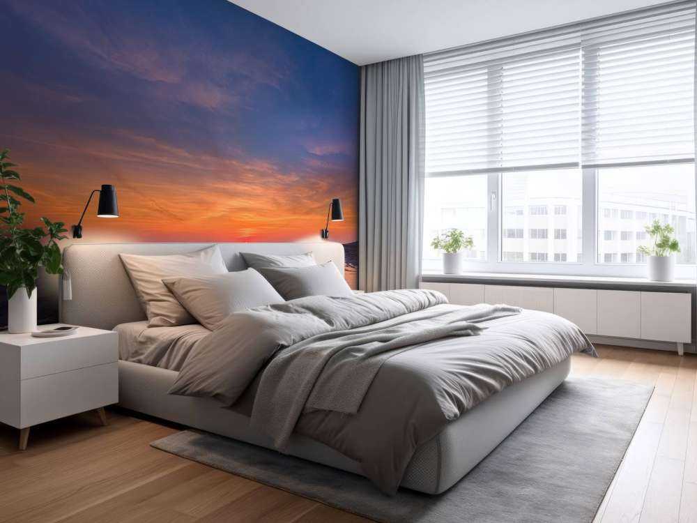 Zonsondergang met gekleurde lucht