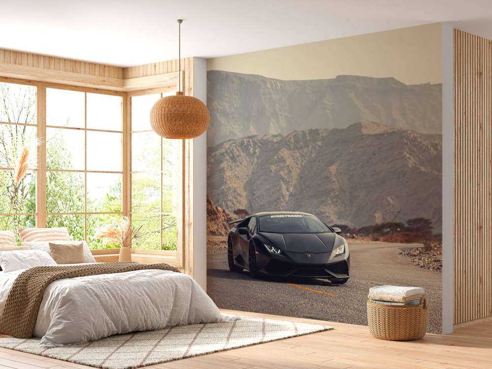 Black supercar in desert