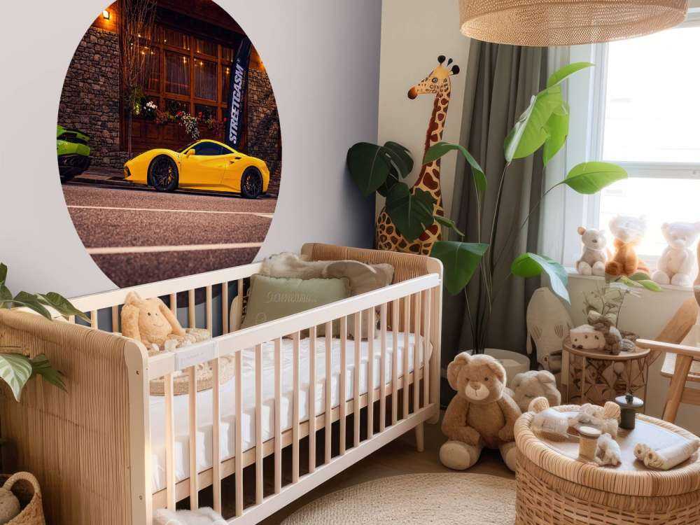 Exclusive cars at wooden lodge