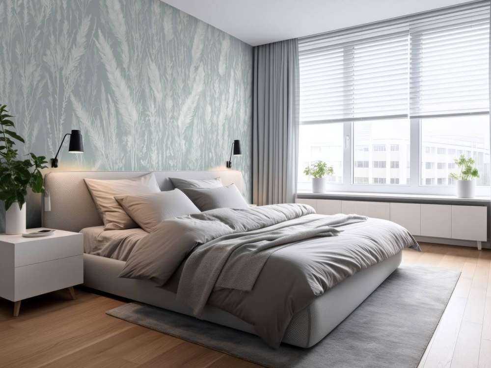 Wall of field grasses - mint green