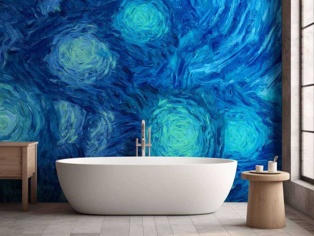 Geschilderde blauwe bloemen structuur