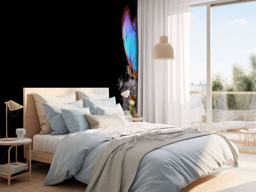 Blue butterfly on a dandelion