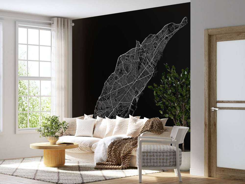 Plattegrond van Barcelona, zwart