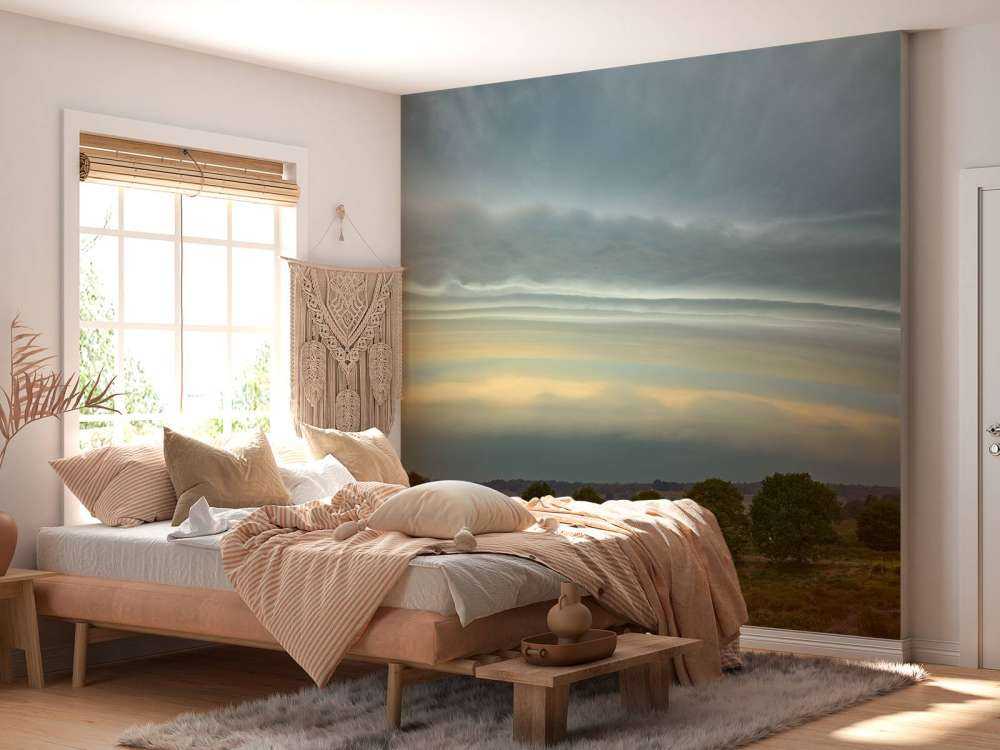 Plankwolk (Shelfcloud) boven heidegebied