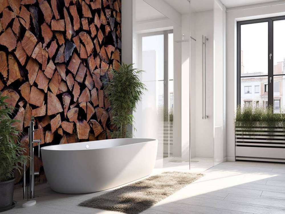 Split and stacked wood