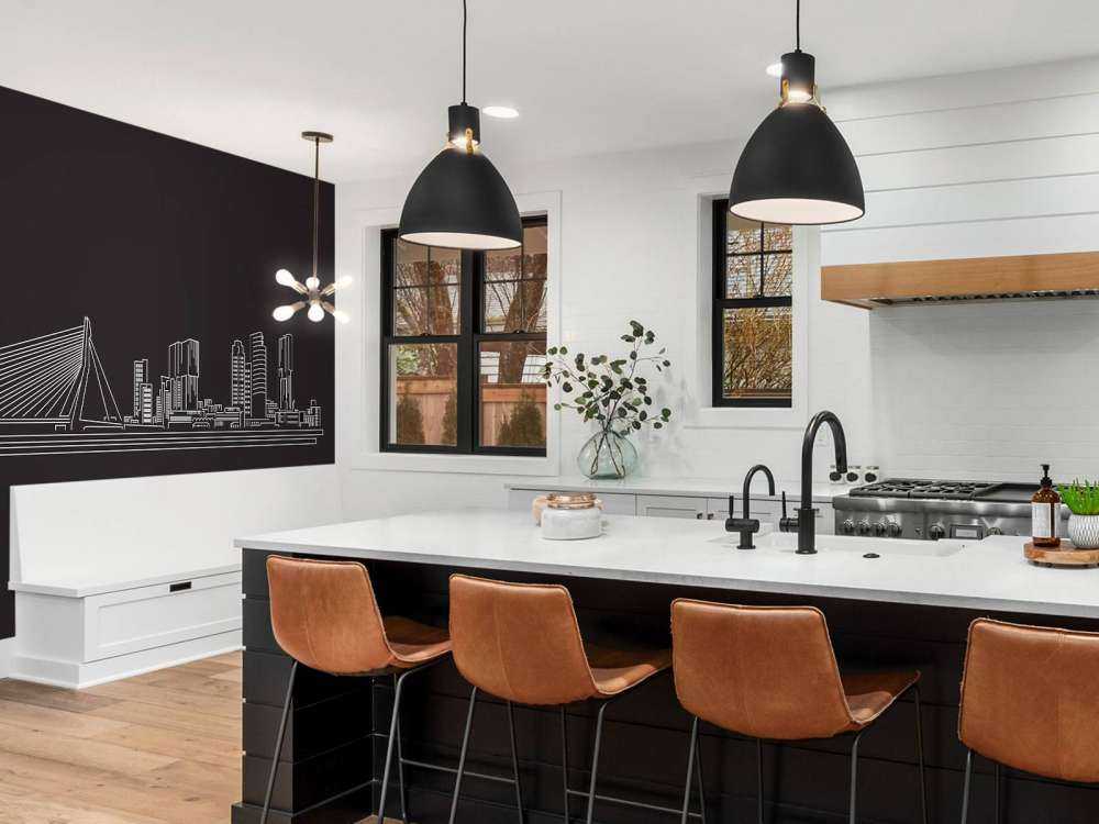 Rotterdam skyline zwart