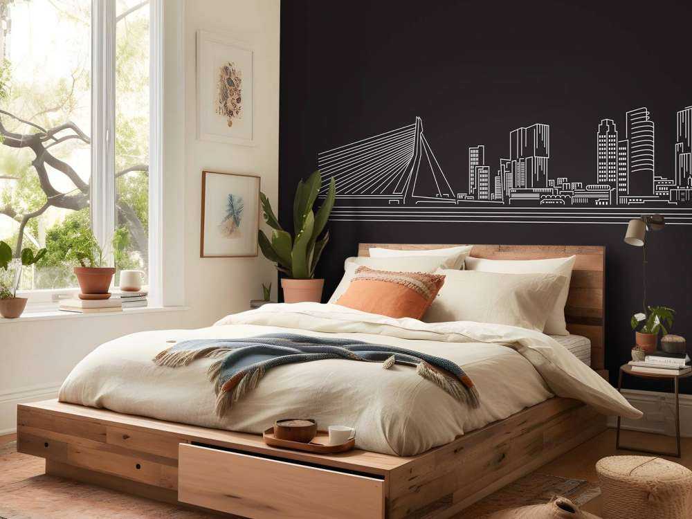 Rotterdam skyline zwart