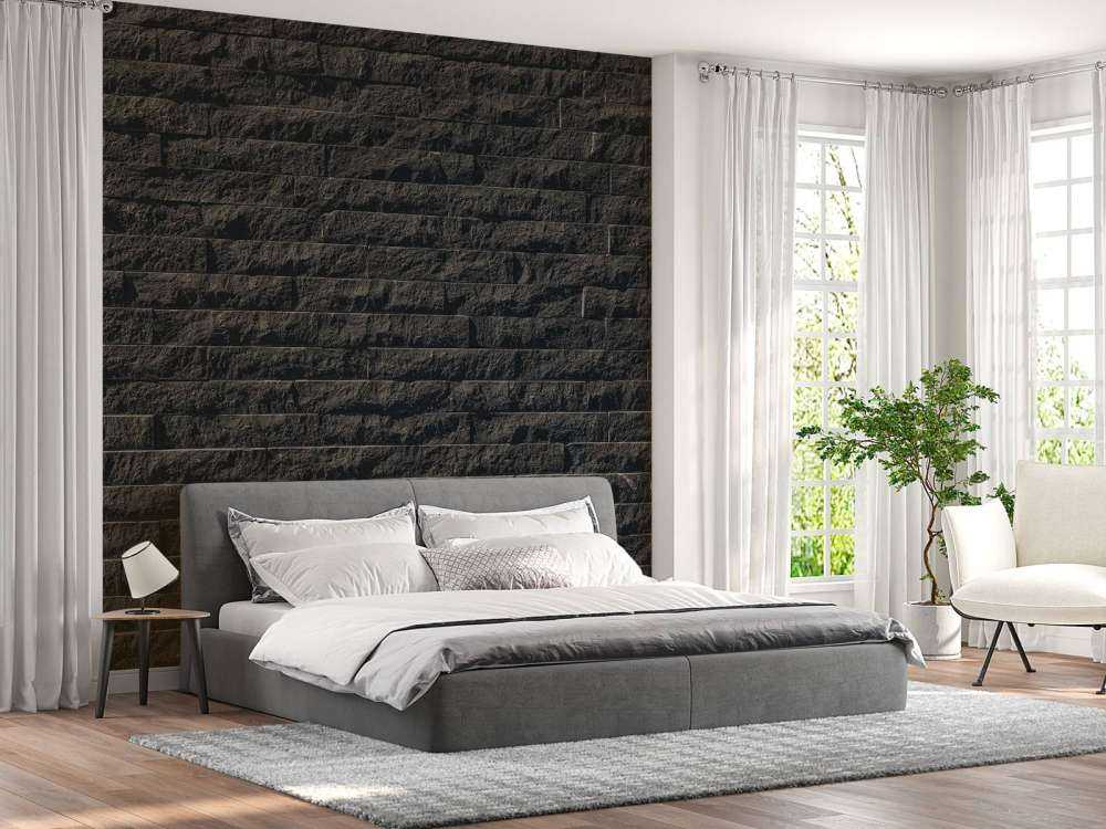 Wall with dark stones