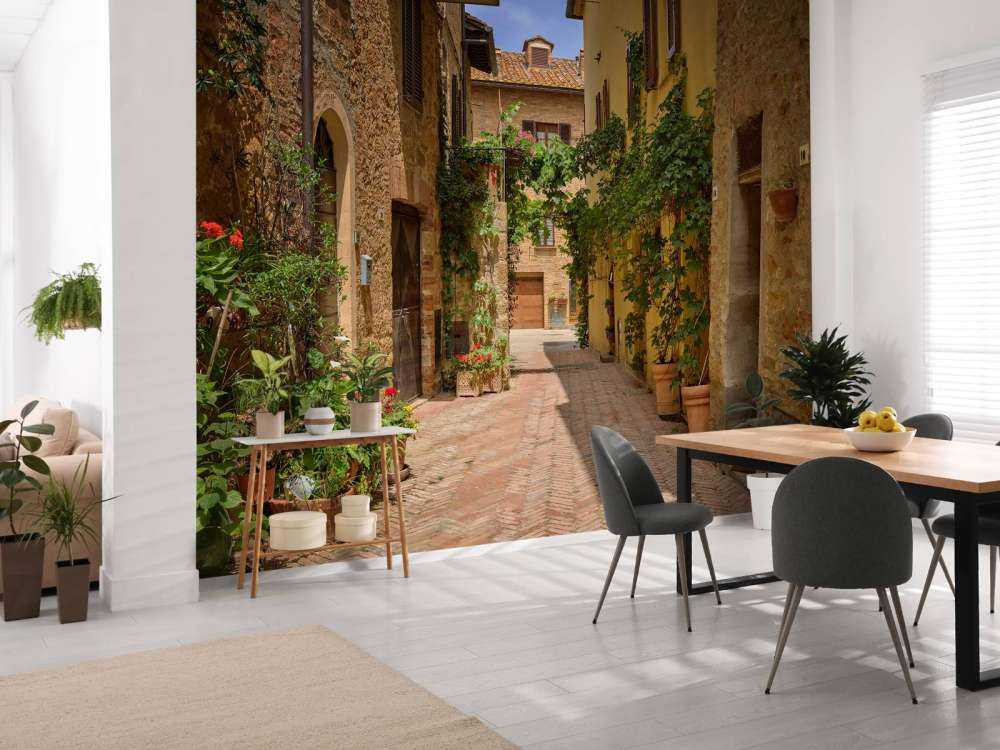 Italian street with plants