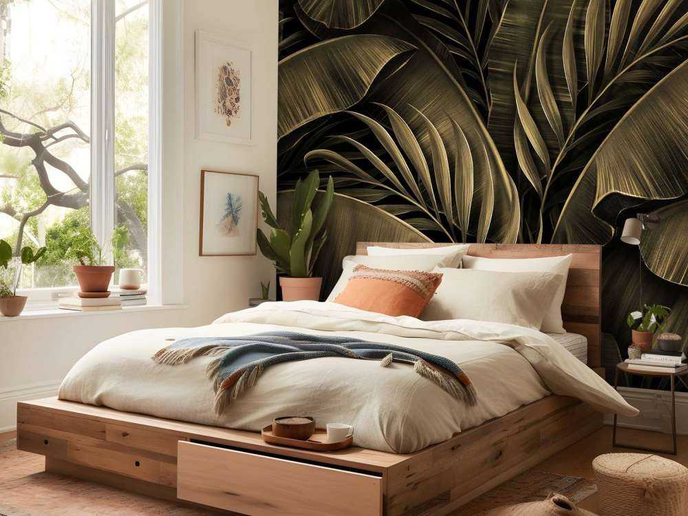 Banana and palm leaves