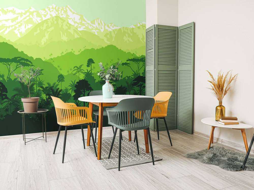 Jungle trees and high mountains