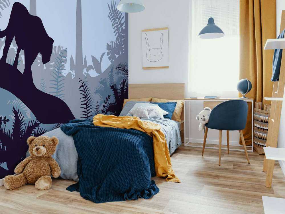 Leopard in a blue jungle